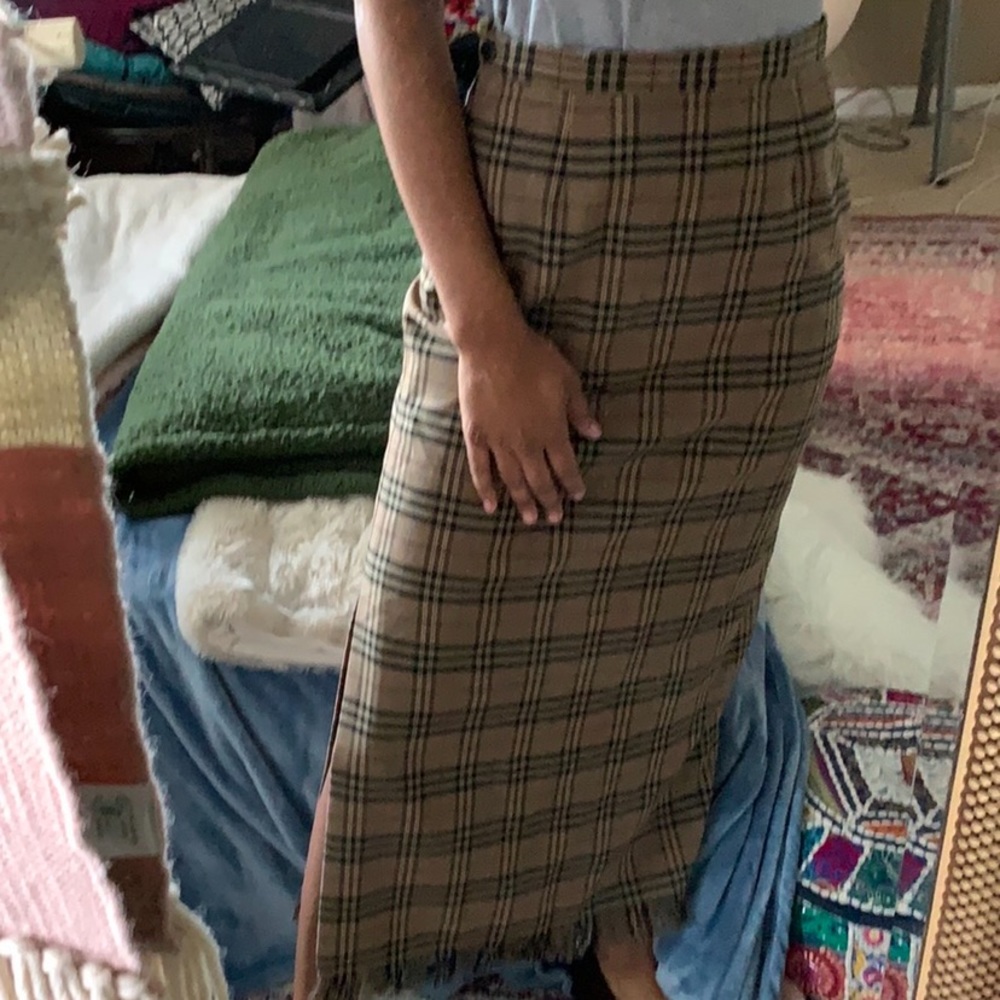 Brown tan midi skirt